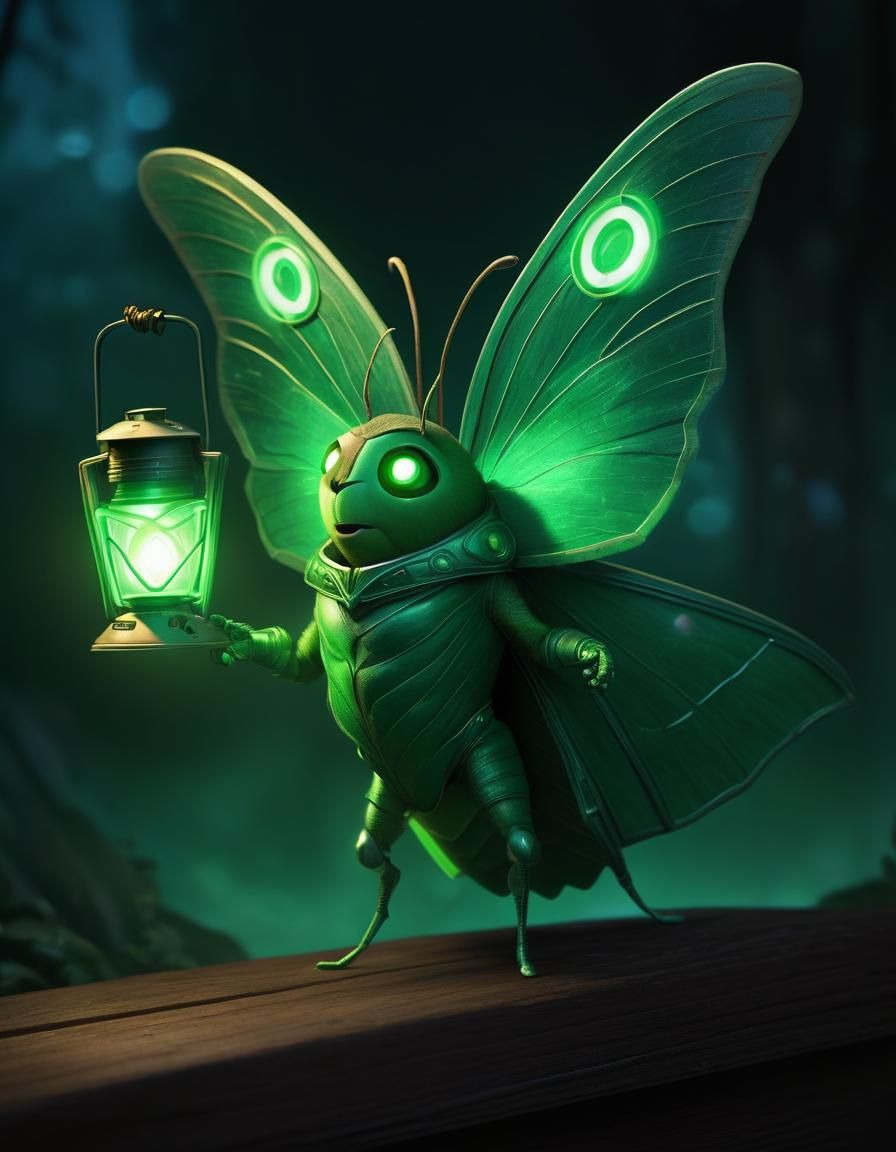 Green Lantern Moth in Pixar Style
