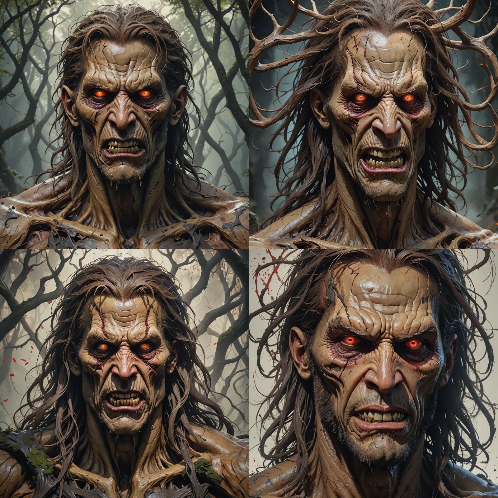 Demonic Neanderthal Slender Man Portrait in Detailed Concept...