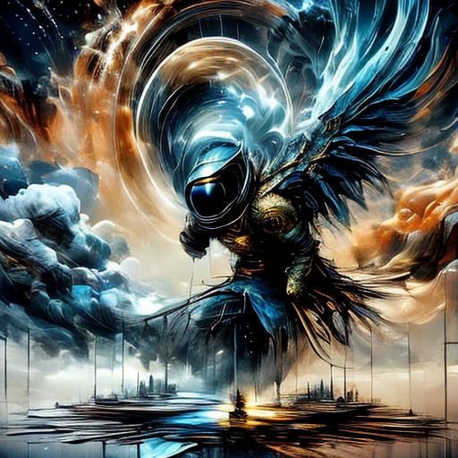 Young Man on Futuristic City Stairs in Pixar Style