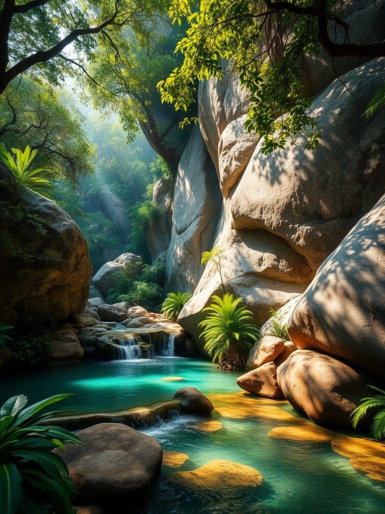 Lush Jungle Oasis Shines With Crystal Waters Amidst Ancient...