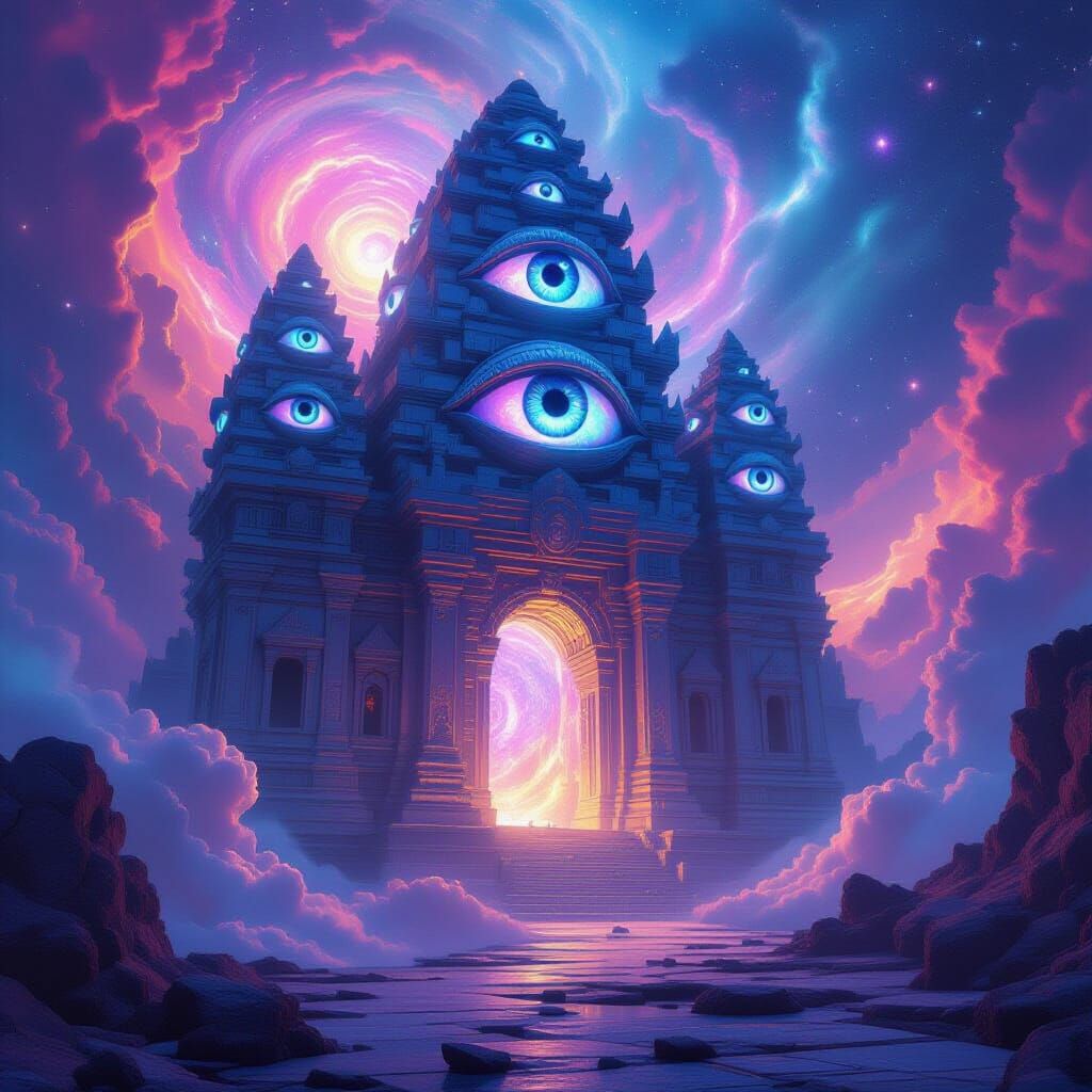 Crystal Temple in Cosmic Nebula