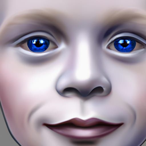 Hyperrealistic Painting of a Blue-Skinned Boy's Face