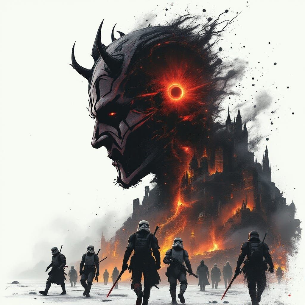 Darth Maul in Cyberpunk Biomechanical Apocalypse