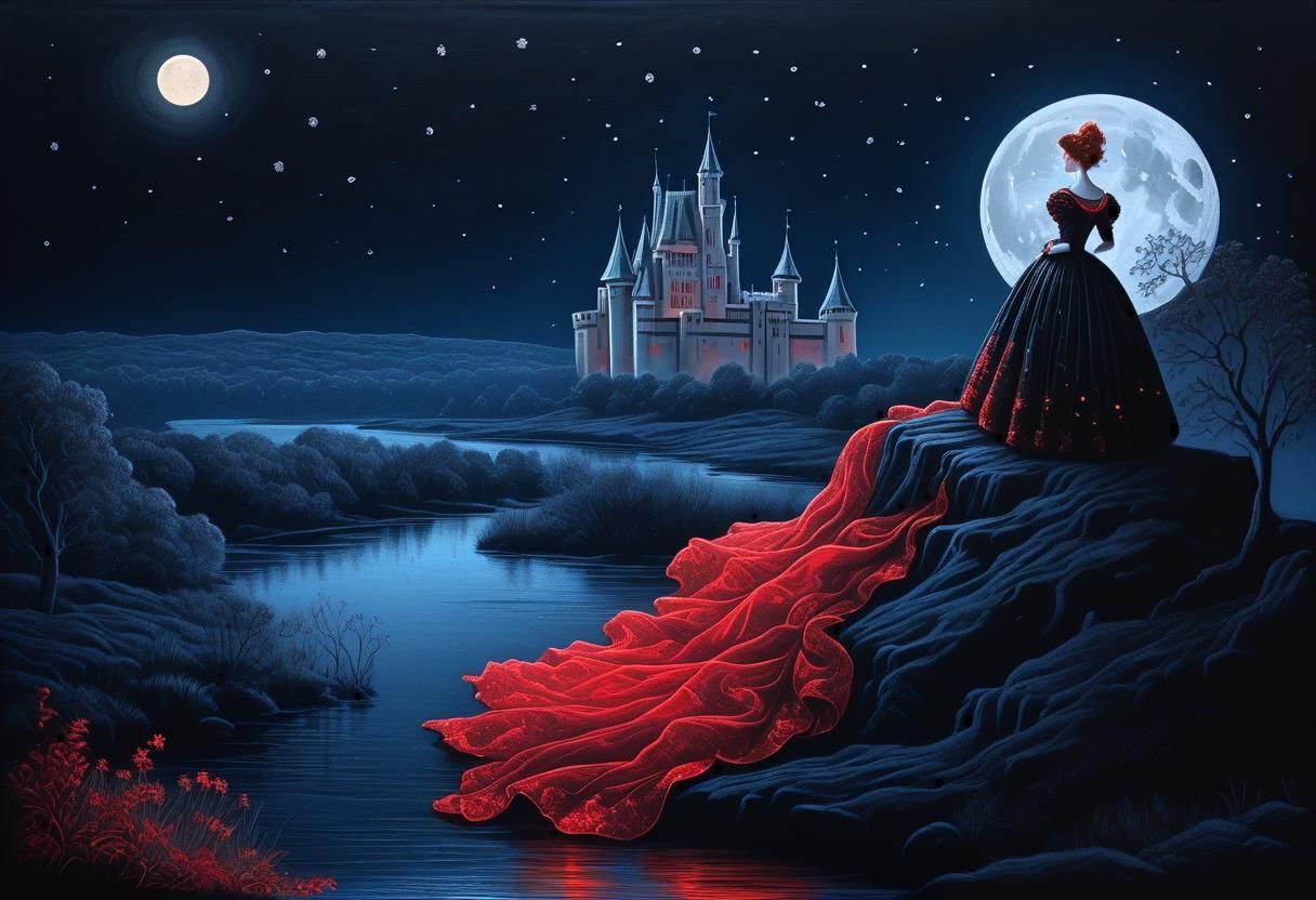 Milady in Sumptuous Gown in Metallic Colors