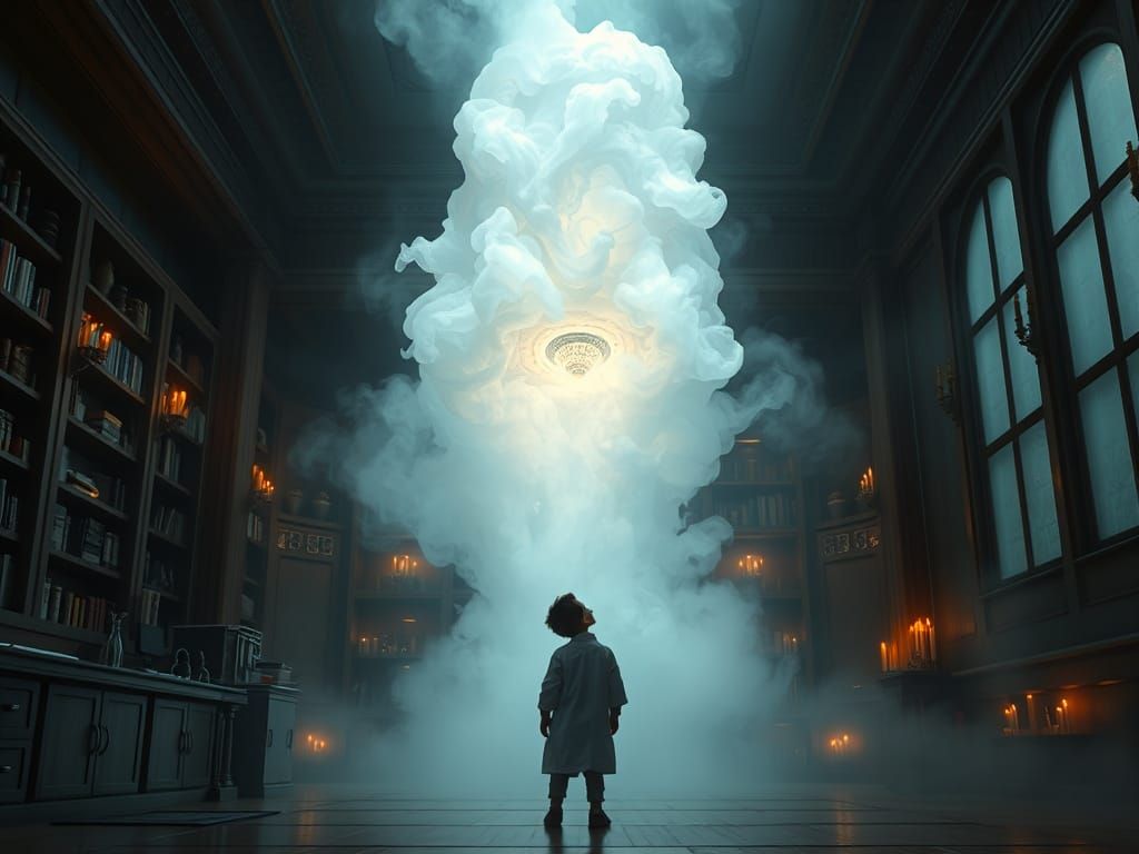 Child Meets Ethereal Entity in Mysterious, Dreamlike Scene