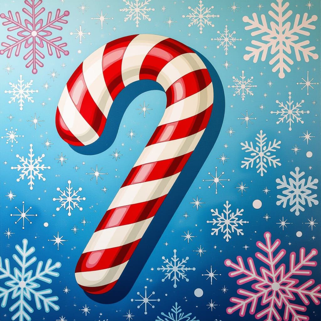 Whimsical Candy Cane with Pop Art Flair