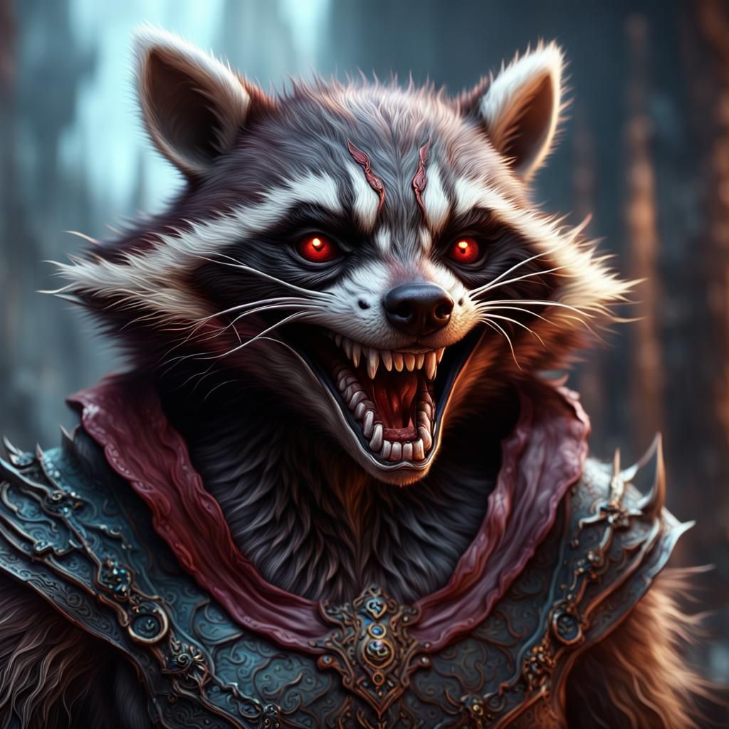 Demonic Raccoon with an Evil Grin