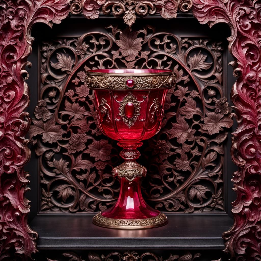 Count Dracula's Ruby Chalice in Gothic Style