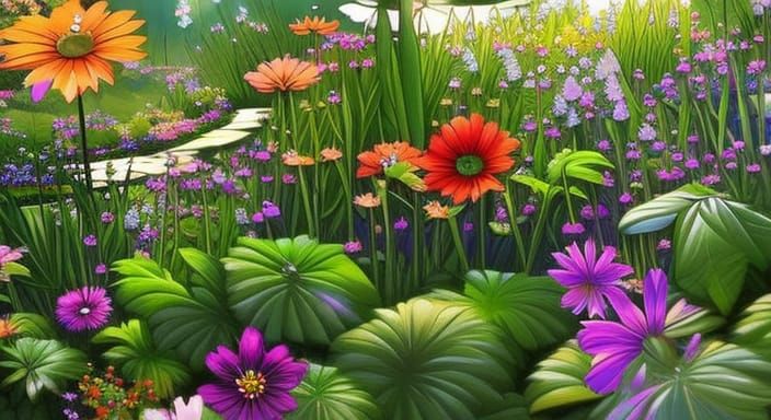 Hyperrealistic Secret Flower Garden in Splash Art Style