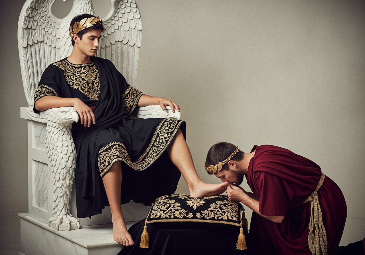 Elegant Roman Emperor on Eagle Throne, Photorealistic Style
