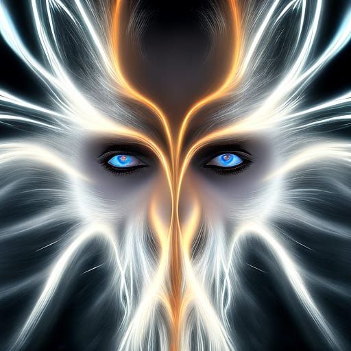 Glowing Fractal Wizard Portrait in Volumetric Lighting