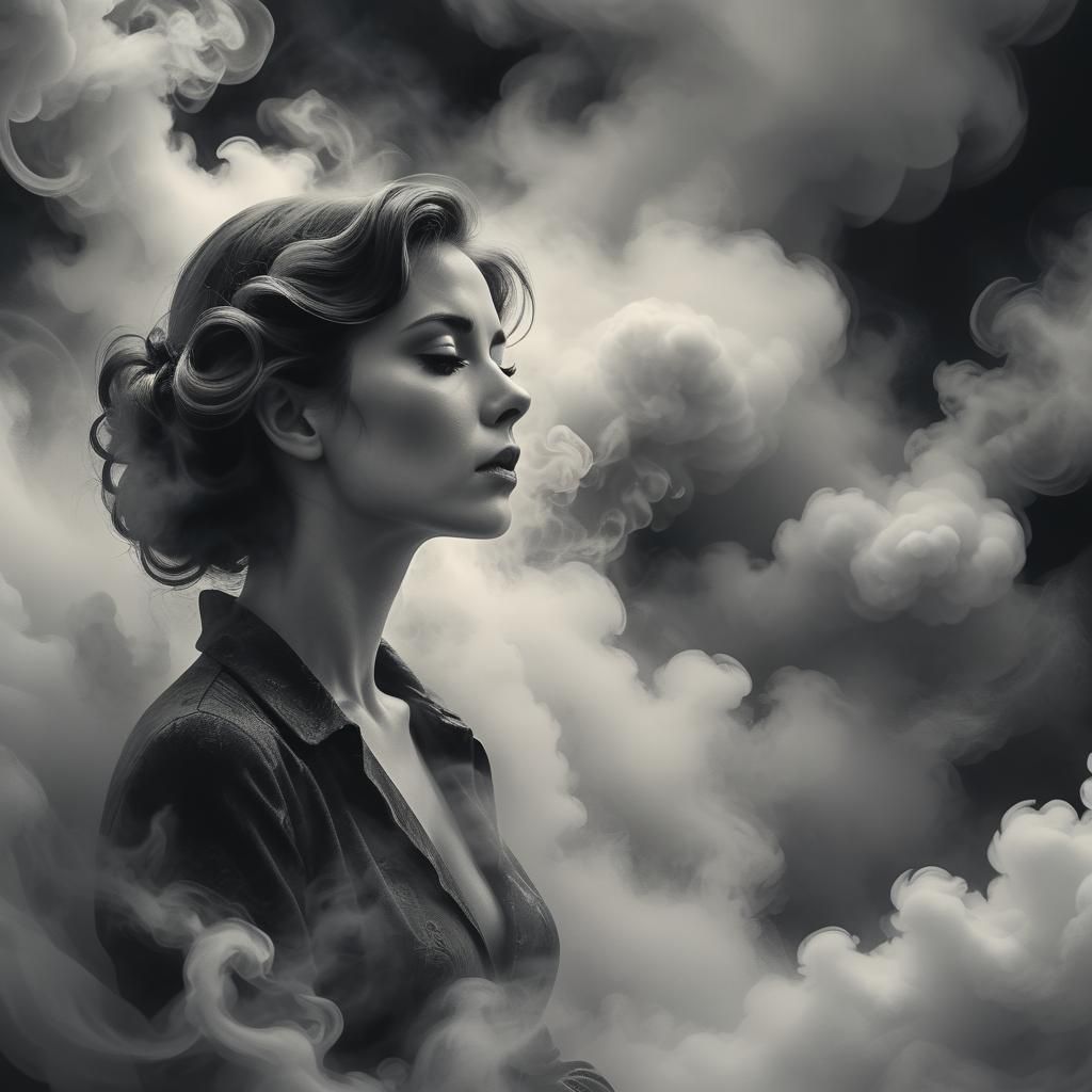 Pensive Woman in Film Noir Impressionism