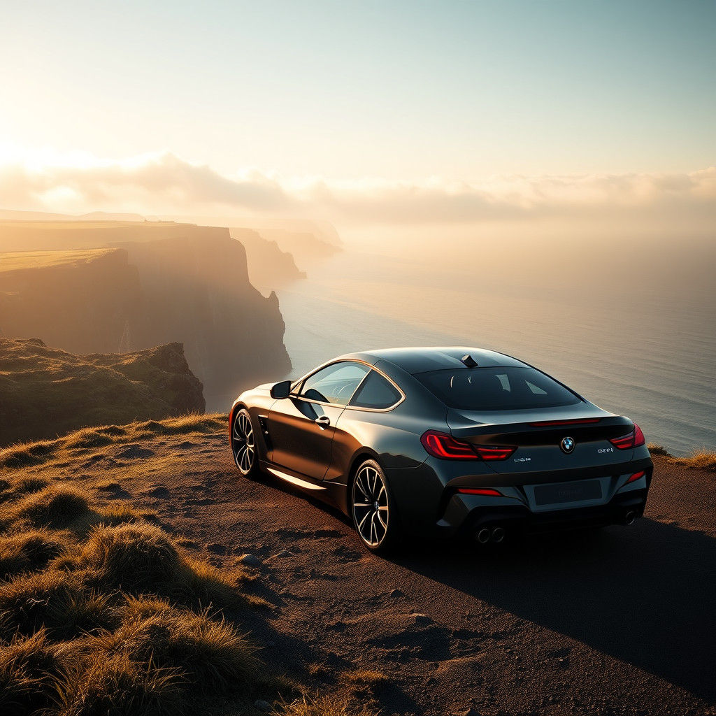 BMW Coupe on Irish Coastline in 8K Realism