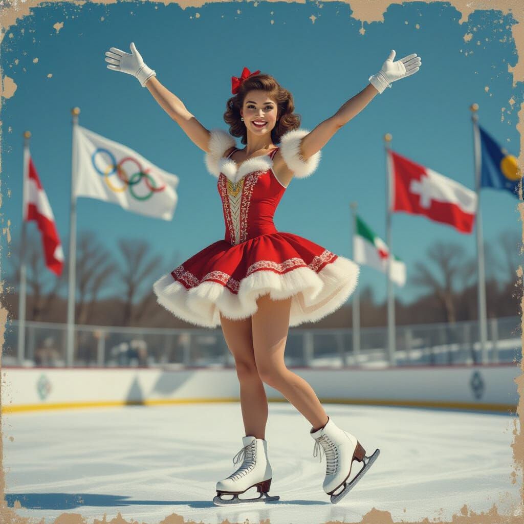 Vintage Figure Skating Competition Poster in Retro Style