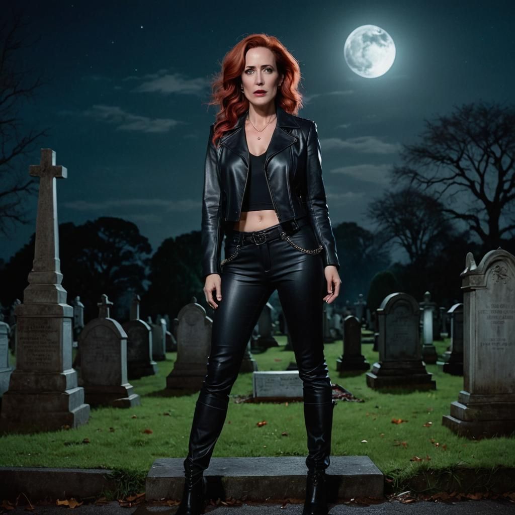 Gillian Anderson as Goth in Cemetery: Film Still