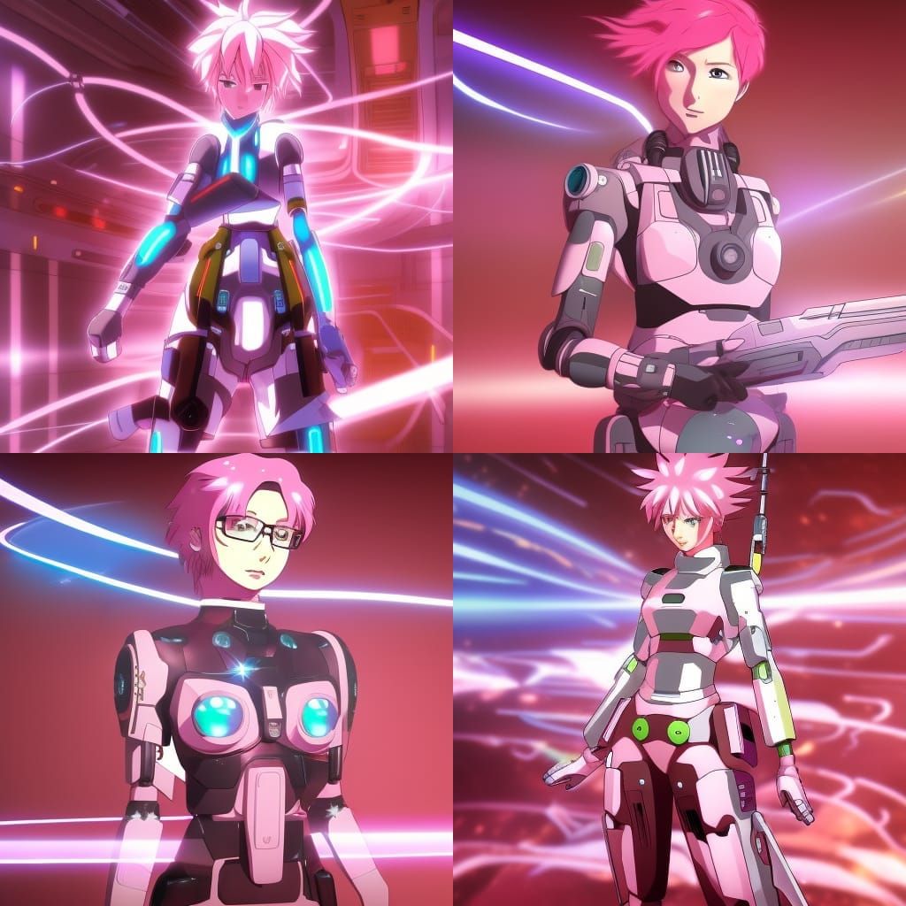 Pink-Haired Woman in Exosuit, Anime Key Visual