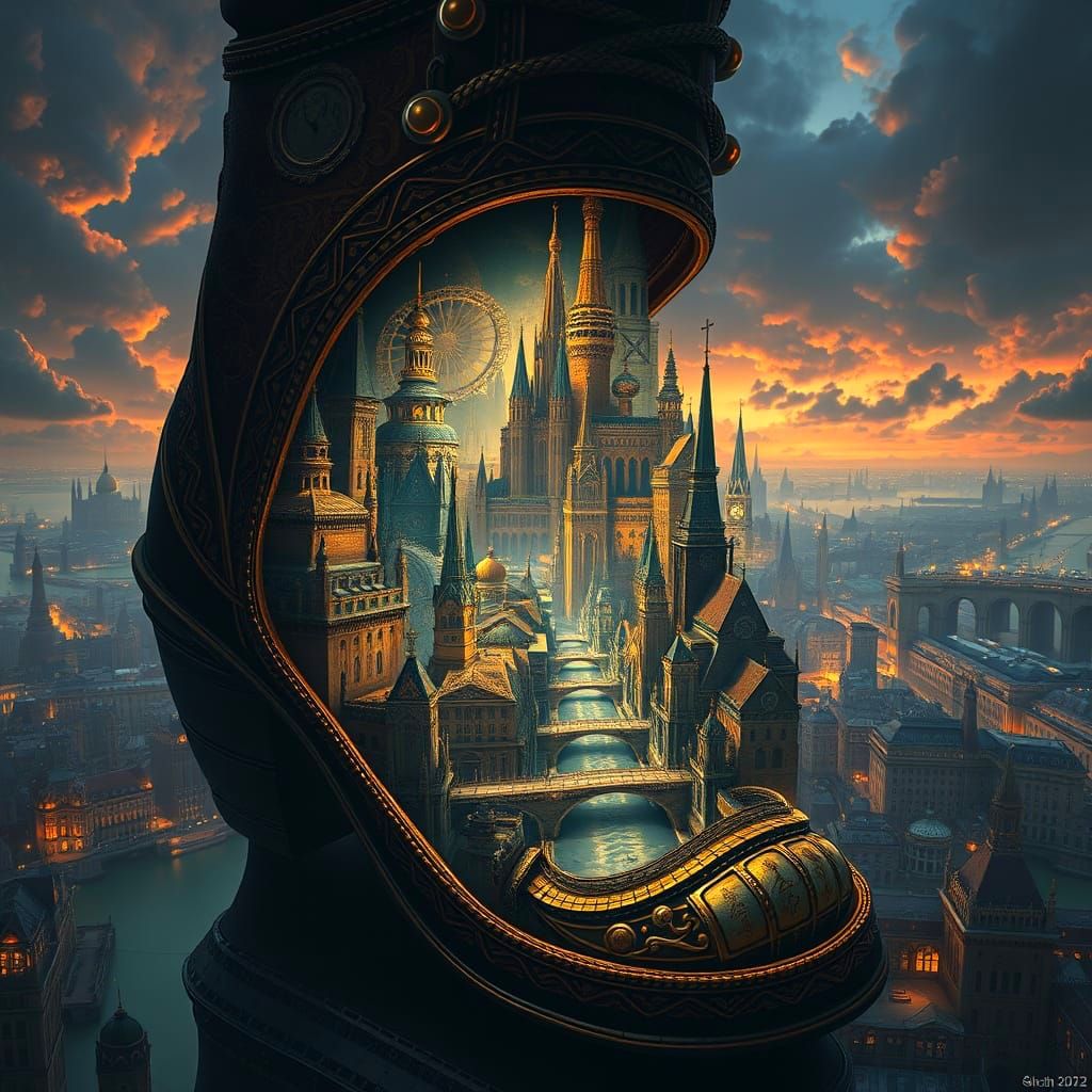 Epic Digital Shoe Cityscape in Cinematic Style