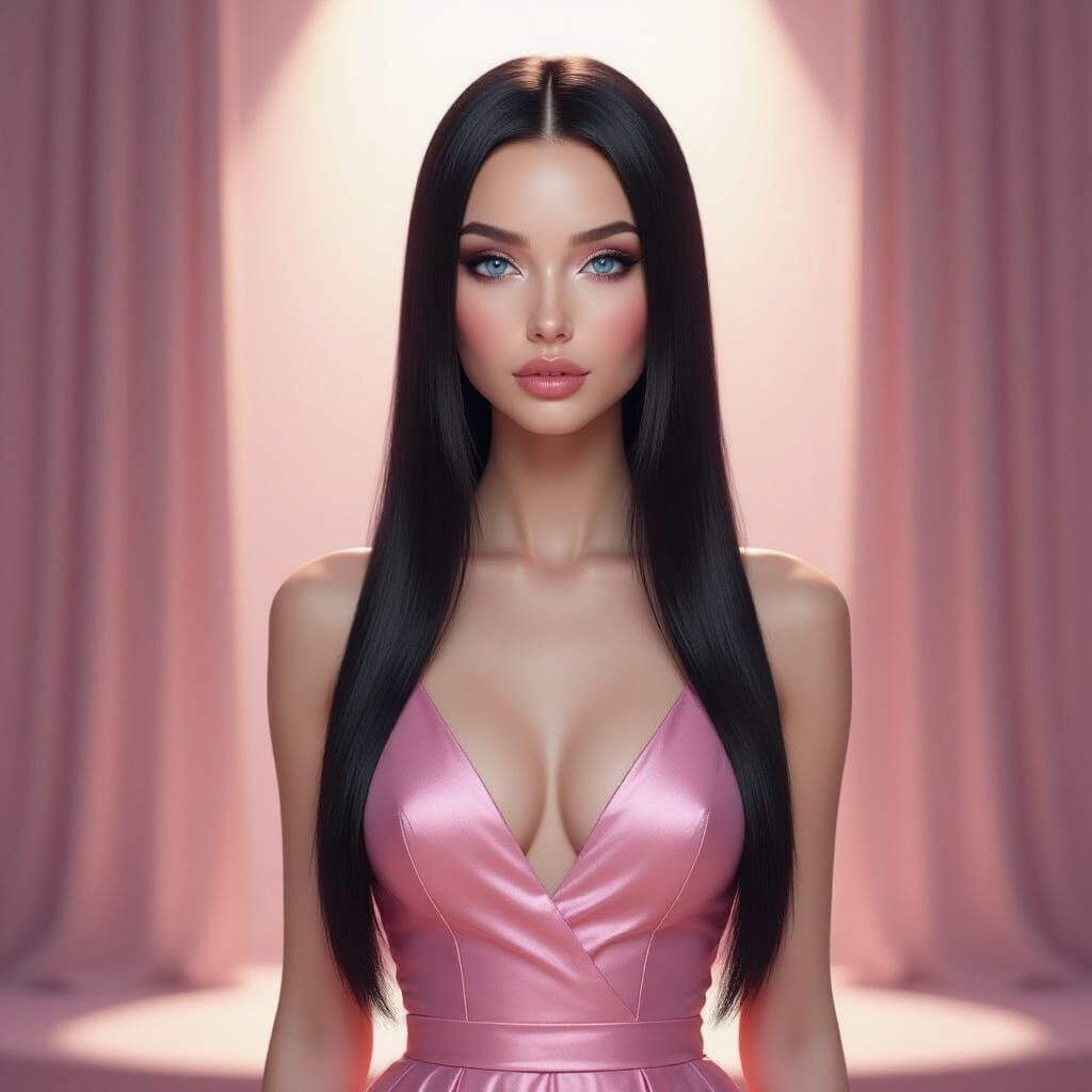 Elegant Woman in Pink Dress on Stage