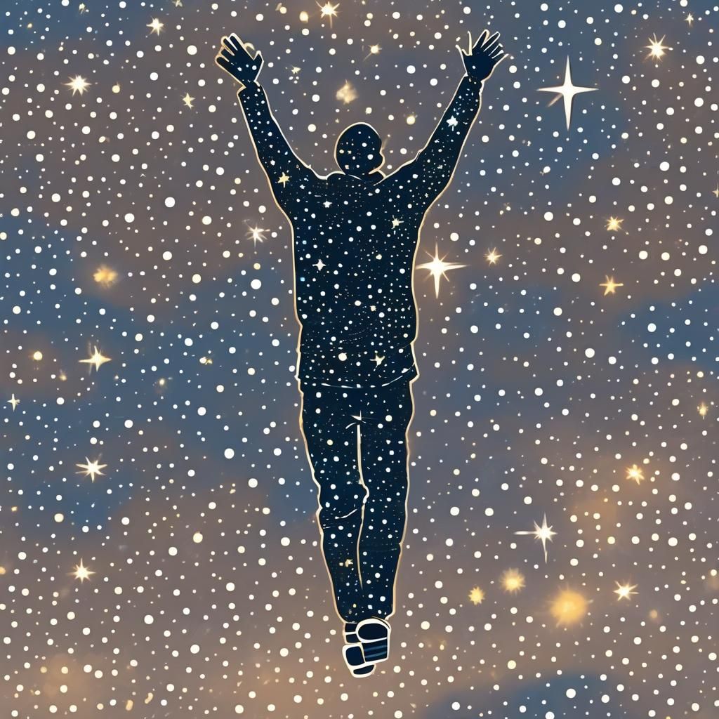 Man Made of Stars in Night Sky