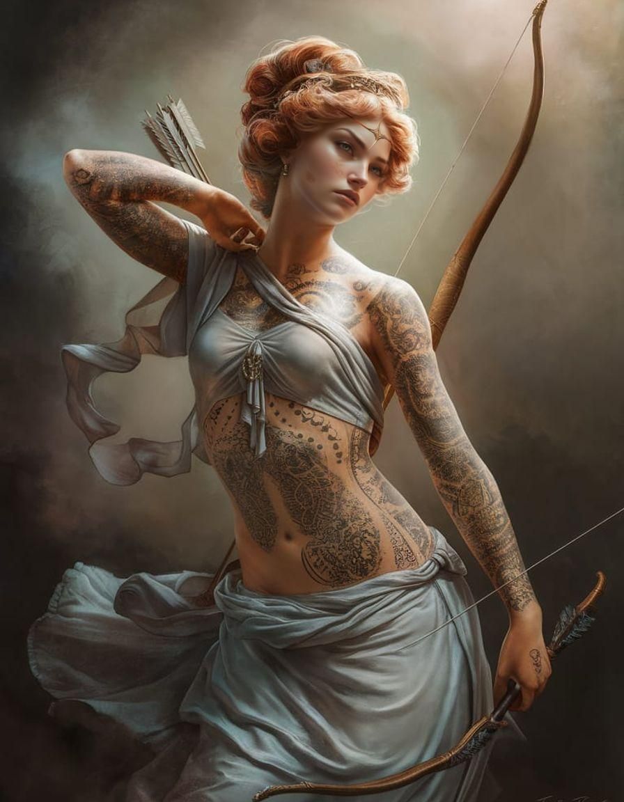 Ethereal Digital Painting of Greek Goddess Artemis