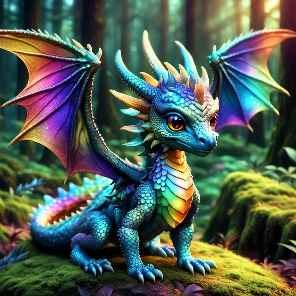 Colors iridescent cute dragon