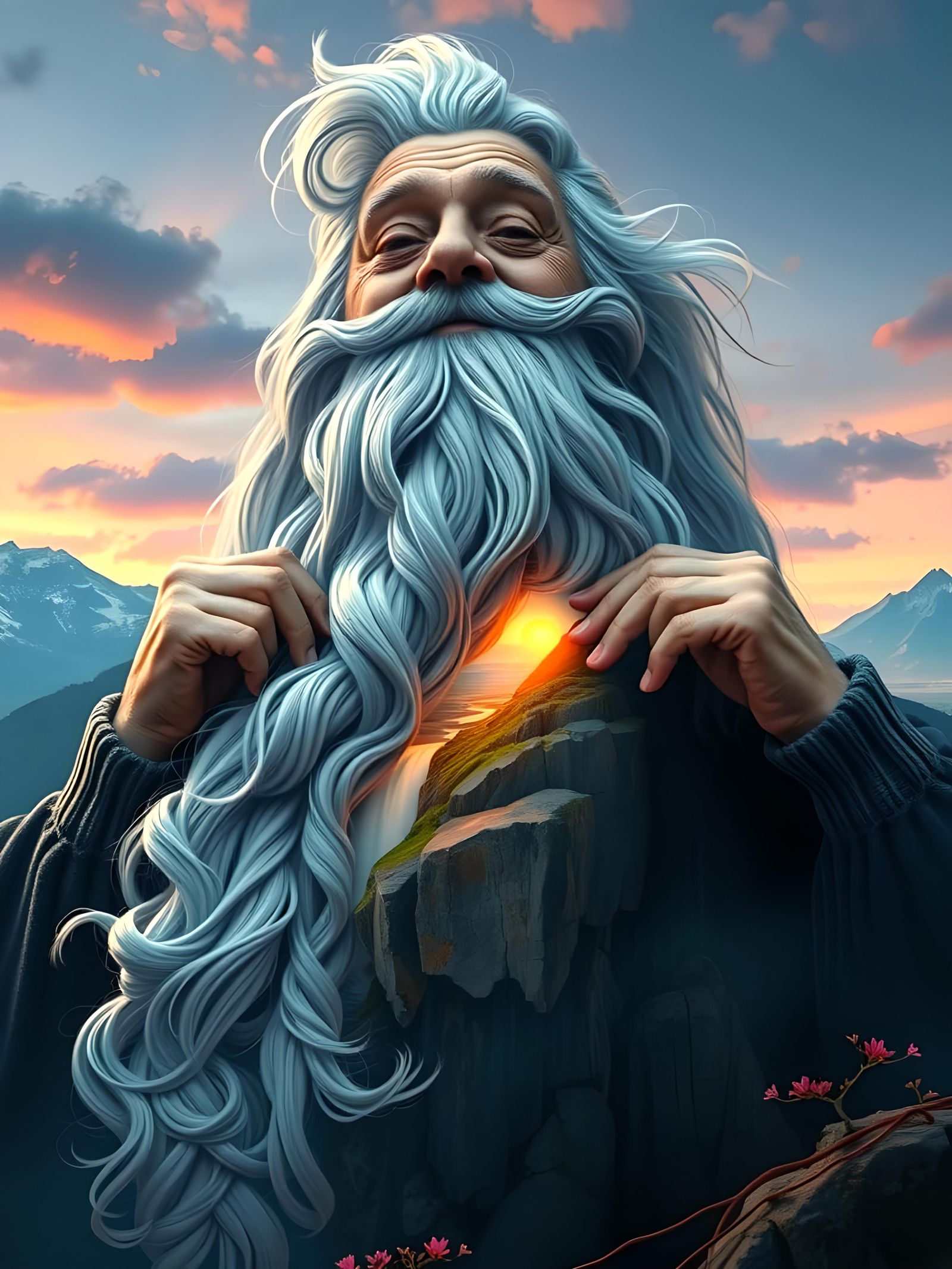 Mountain Old Man Waterfall Reveals Landscape