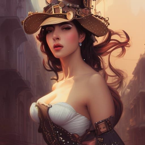 Steampunk Cuban Princess Portrait in Hyperdetailed Style