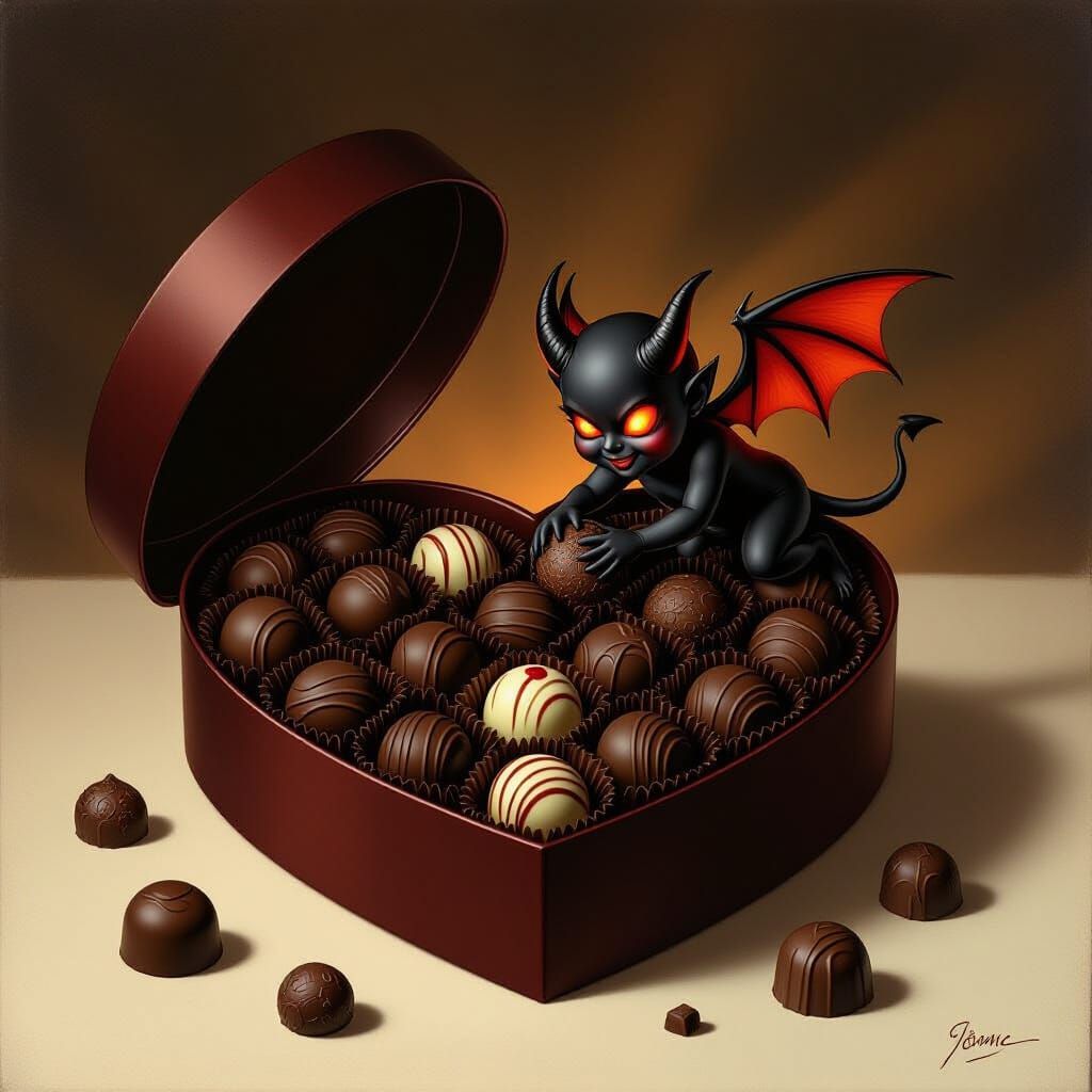 Haunted Chocolate Box with Devil Imp