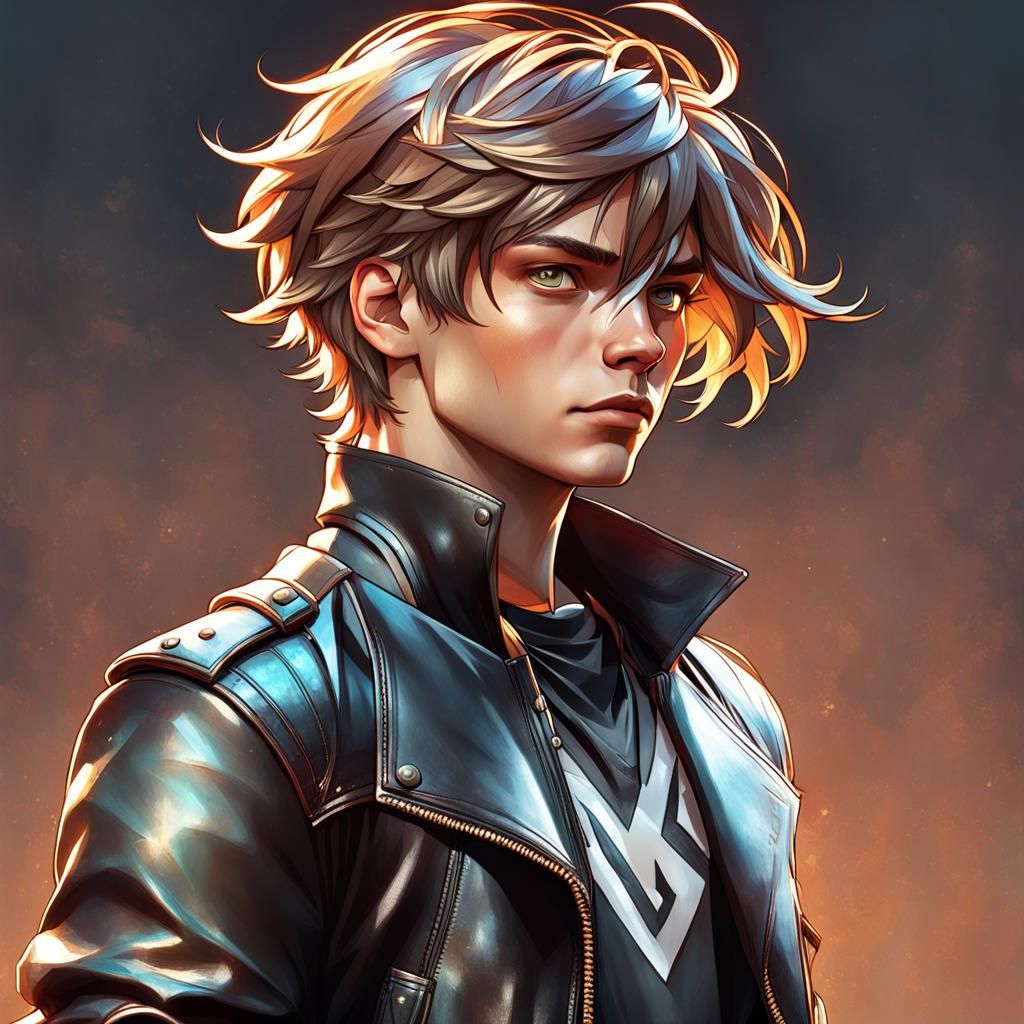 Teenage Boy Portrait in Detailed Digital Art