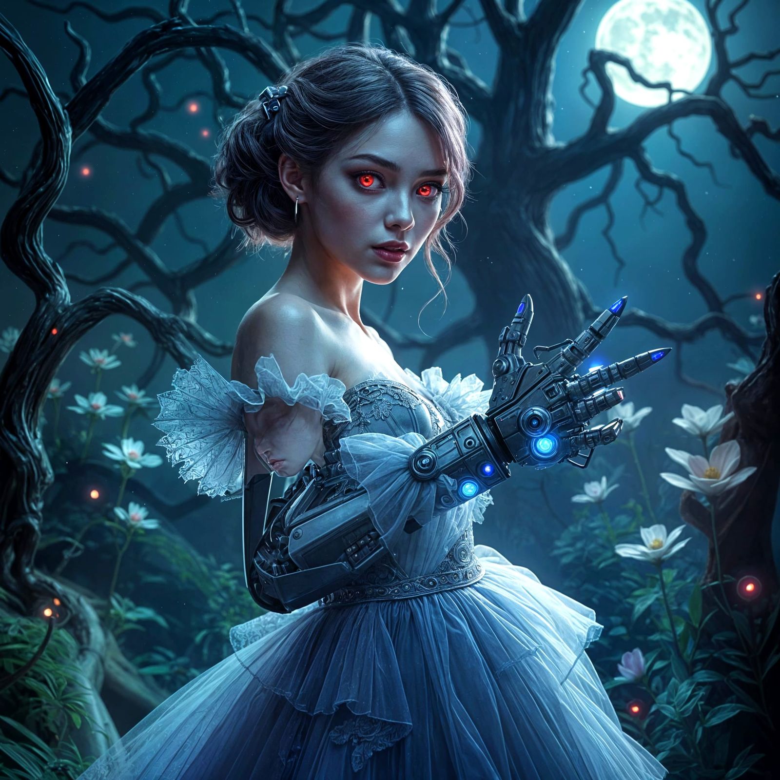 Ethereal Vampire Princess in Sci-Fi Lilac Dress