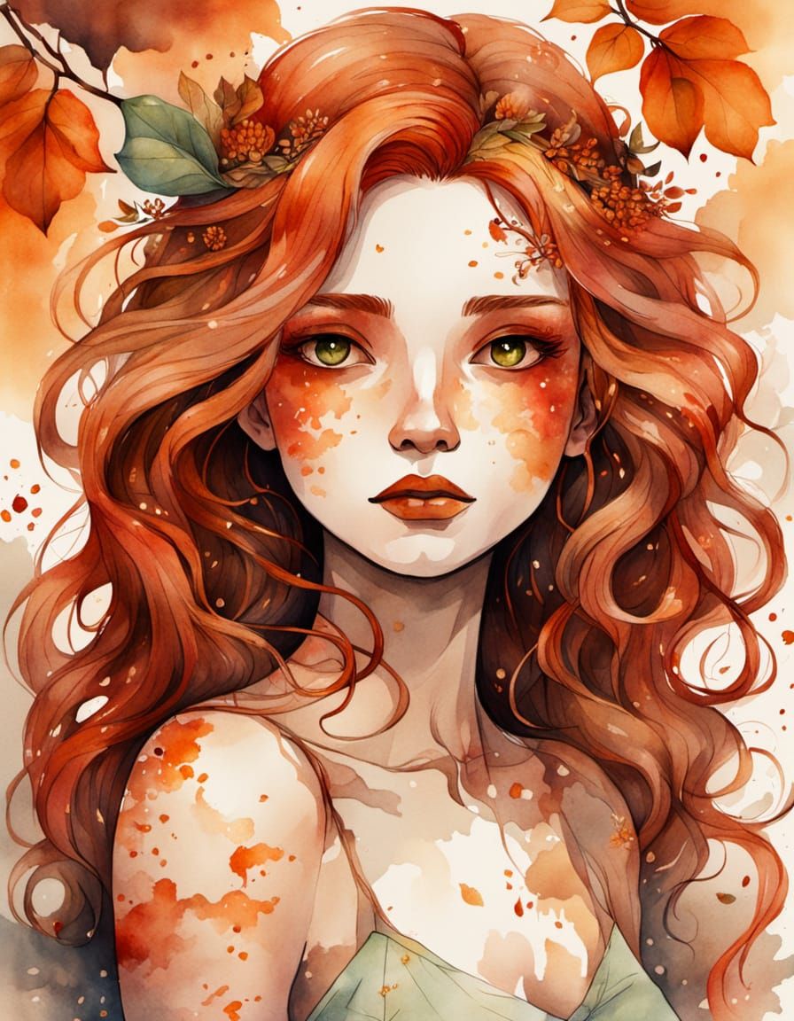 Githyanki Beauty in Watercolor with Autumnal Hues