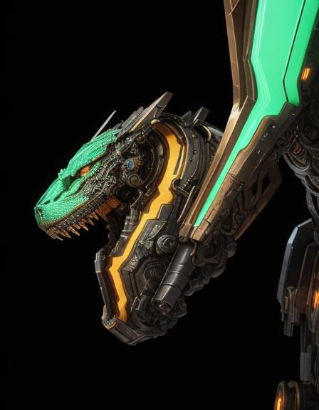 Steampunk Mechanical Snake in Sci-Fi Cityscape