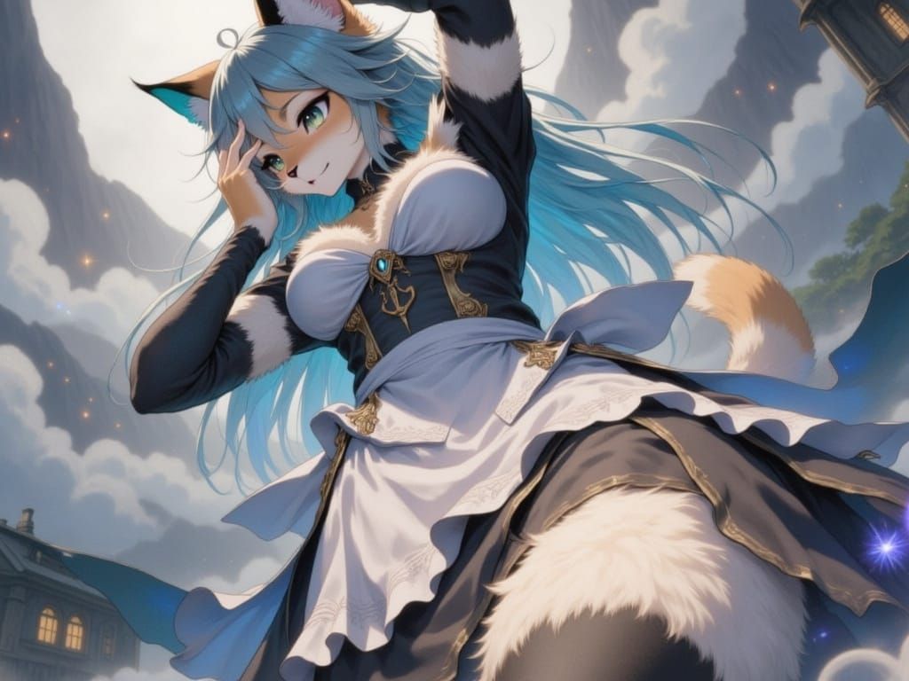 Furry Cat Girl Maid in Knight Armor