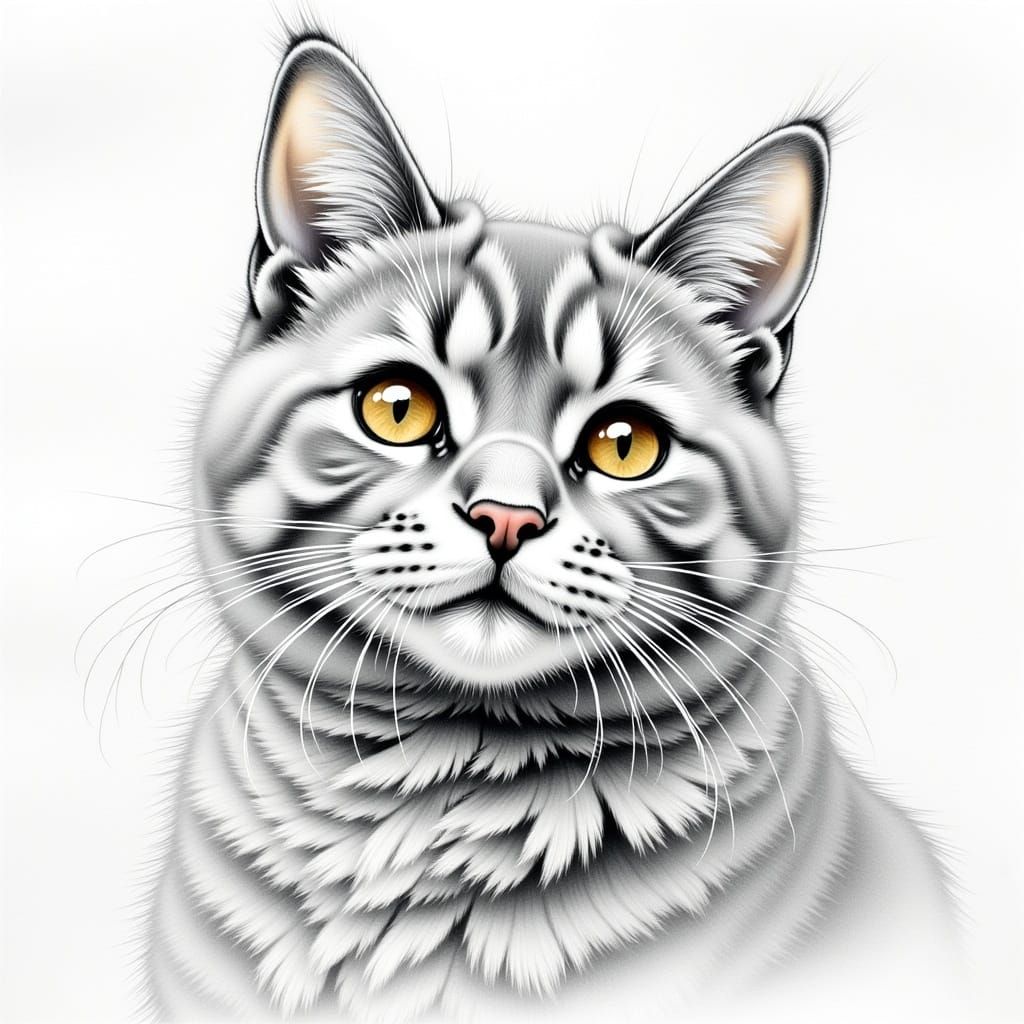 Simple Cat Sketch in Portrait Style