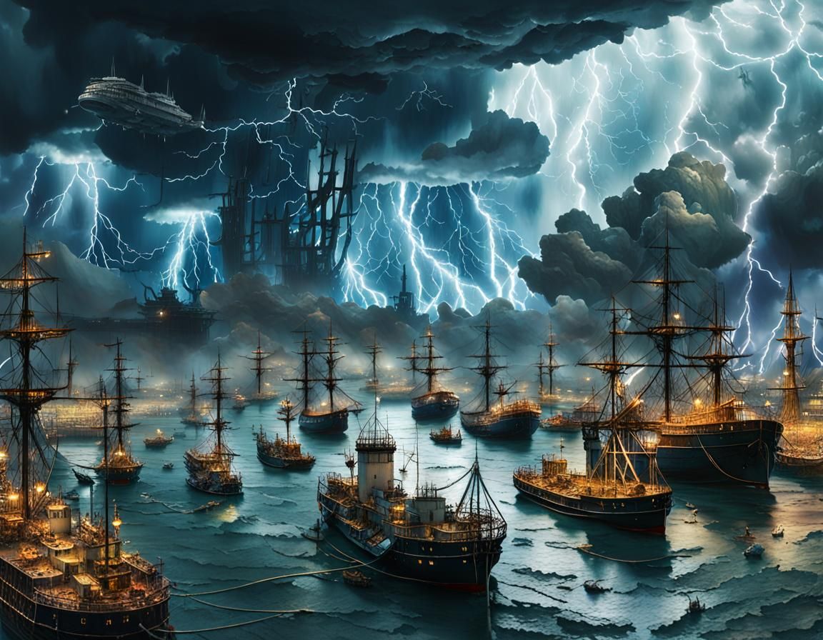 Tempestuous Seas: A Fantasycore Seascape Artwork