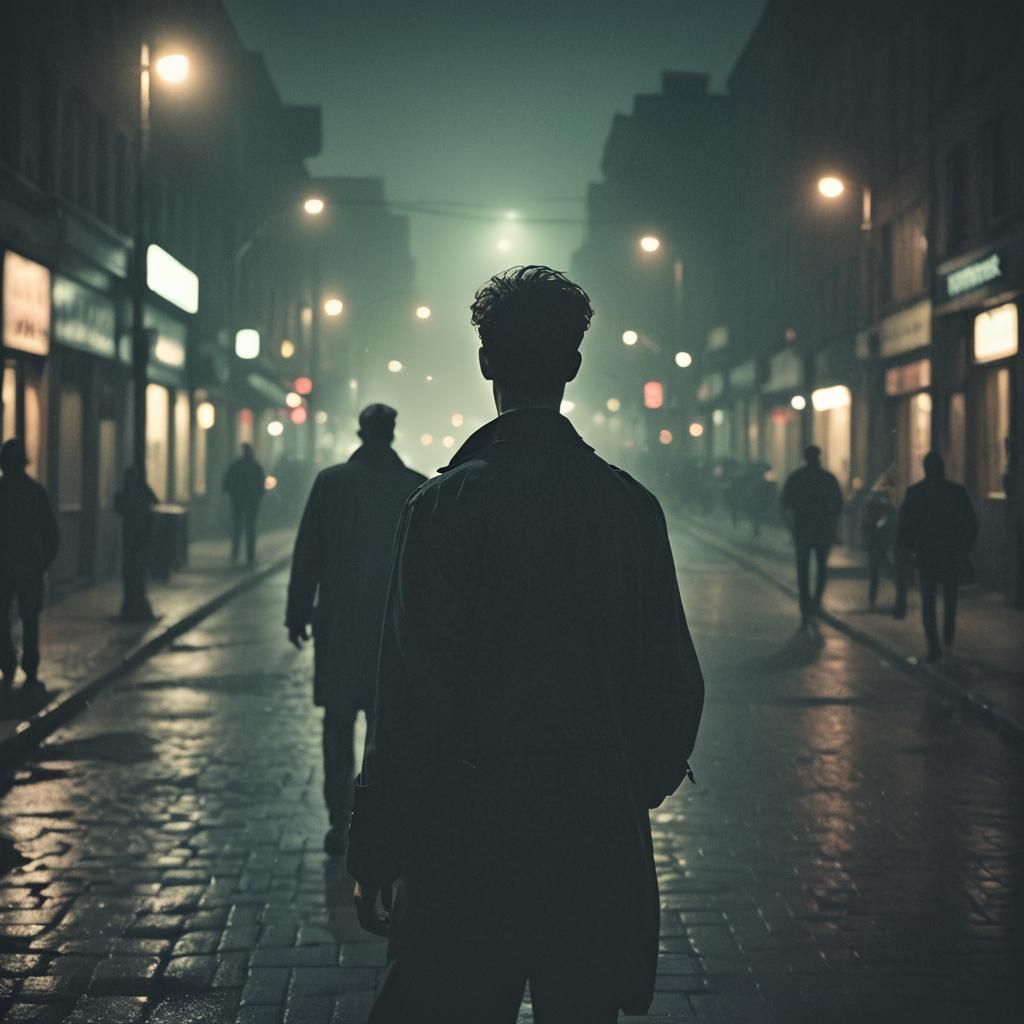 Nervous Pedestrian in Shadows, Cinematic Thriller