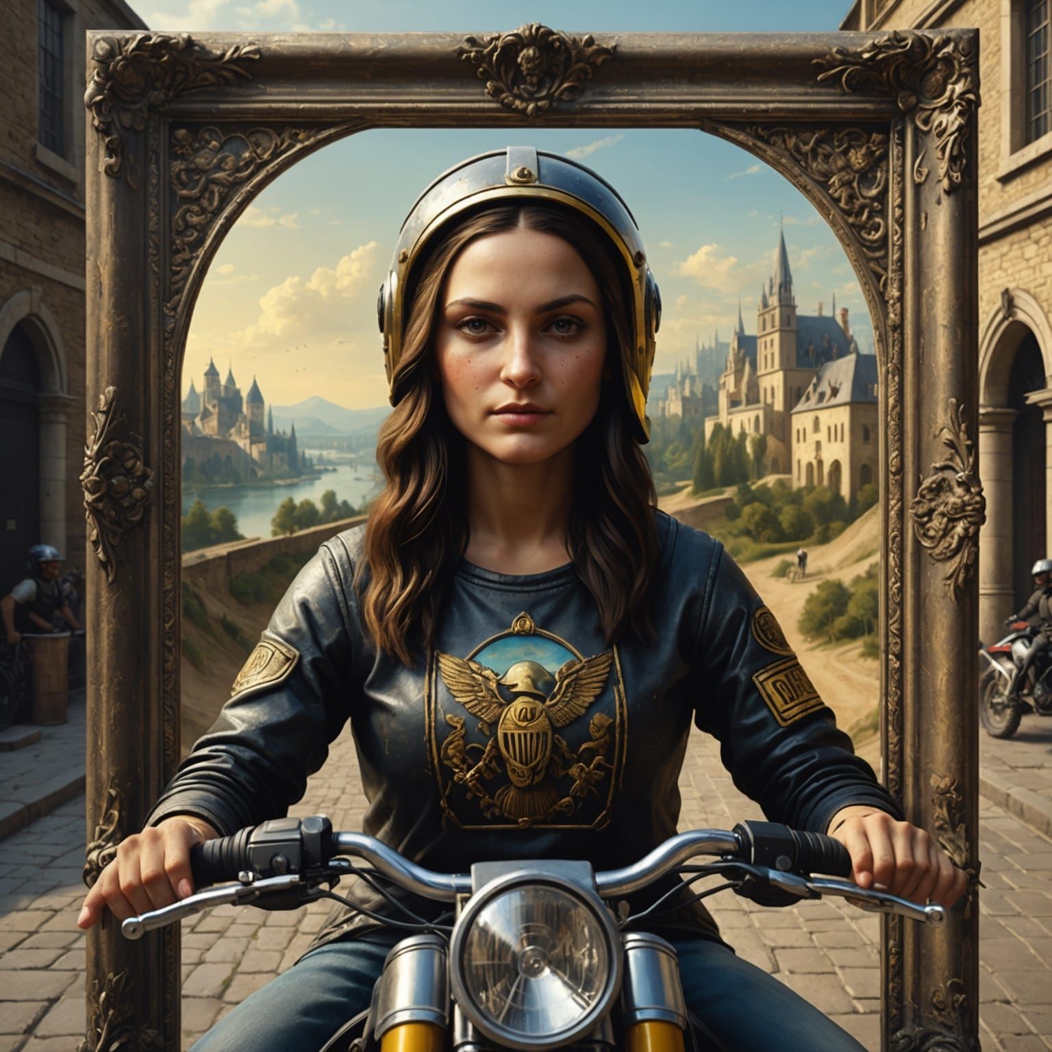 Mona Lisa as Dirt Bike: Detailed Matte Painting