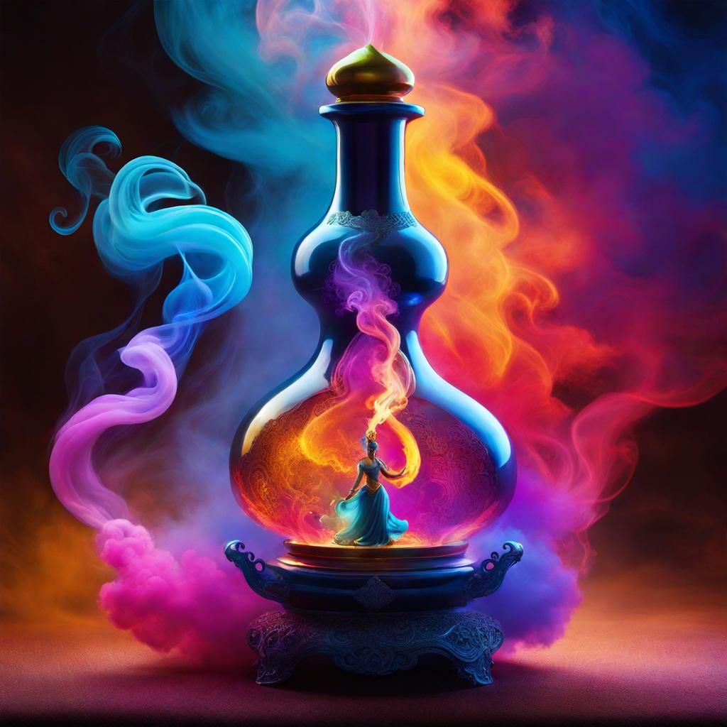 Genie Emerges in a Haze of Bright Colors