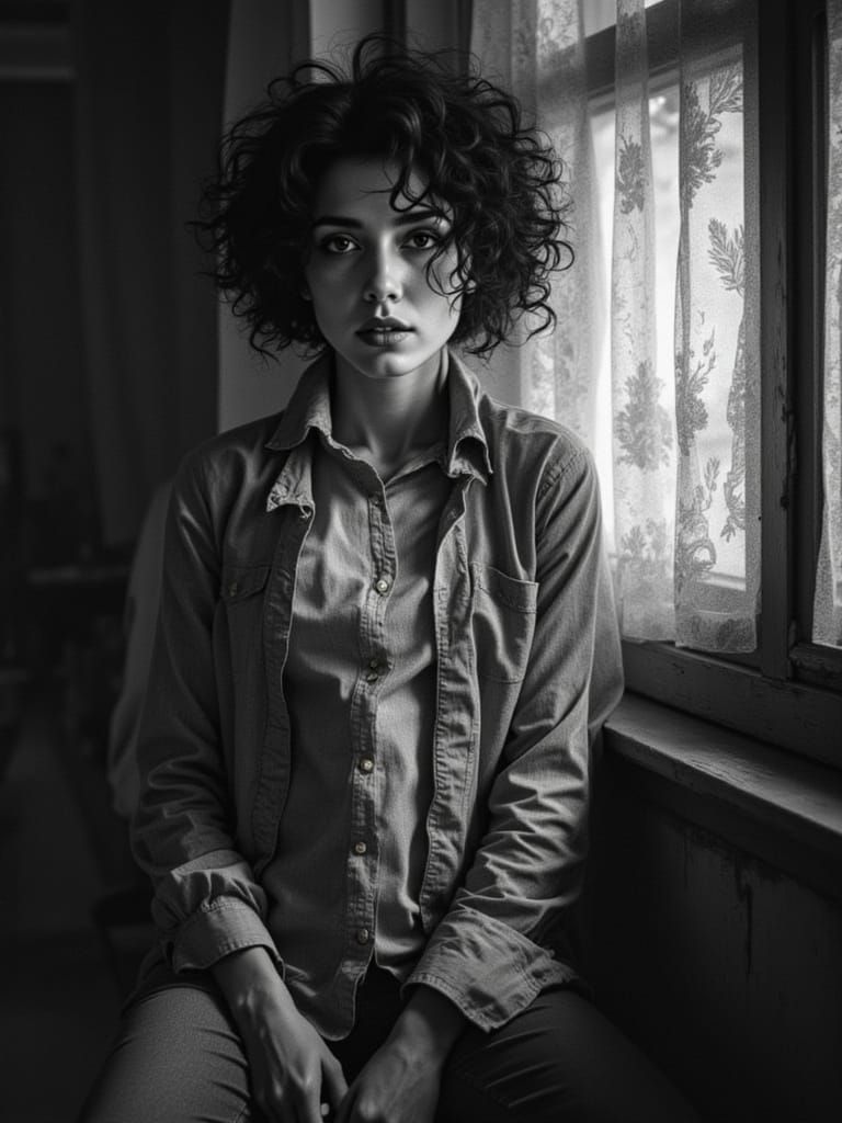 Dramatic Portrait of a Woman with Intense Eyes