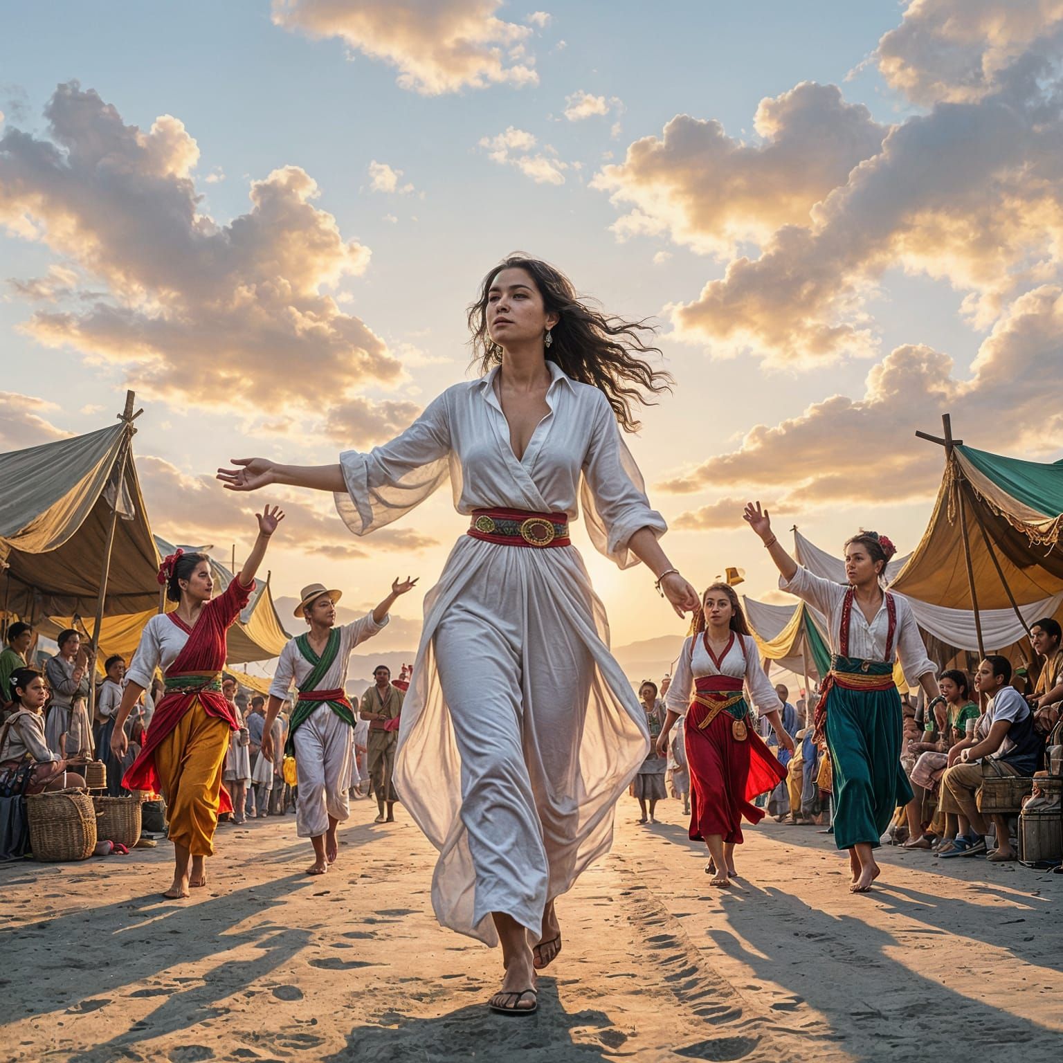 Realistic Caravan of Merchants and Performers