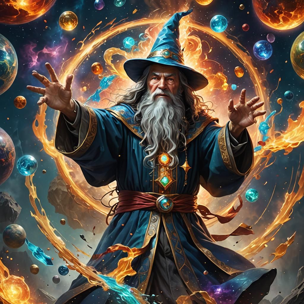 Elemental Wizard Concept Art in Hyperrealistic Style