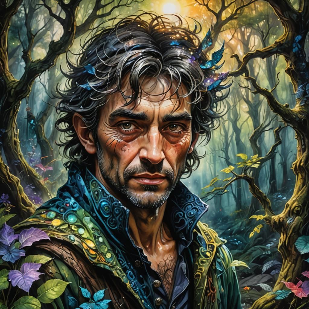 Darkness from Legend in Magical Forest, 3D Render