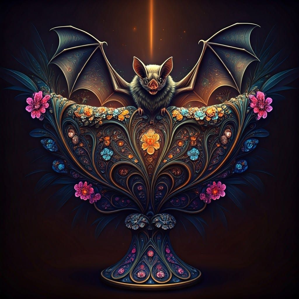 Winged Bat on Chalice with Electromagnetism Effect