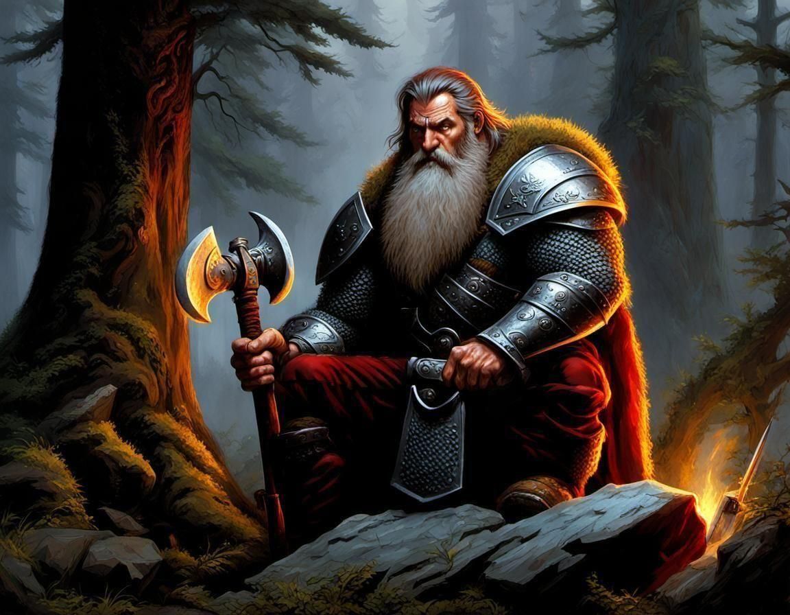 Grizzled Barbarian in Medieval Matte Painting