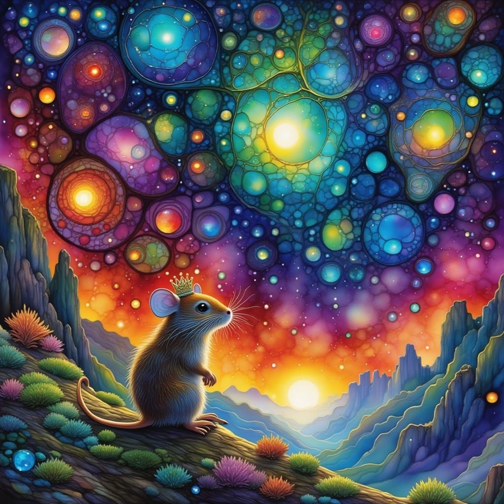 Mouse King in Cosmic Sea Glass Crown