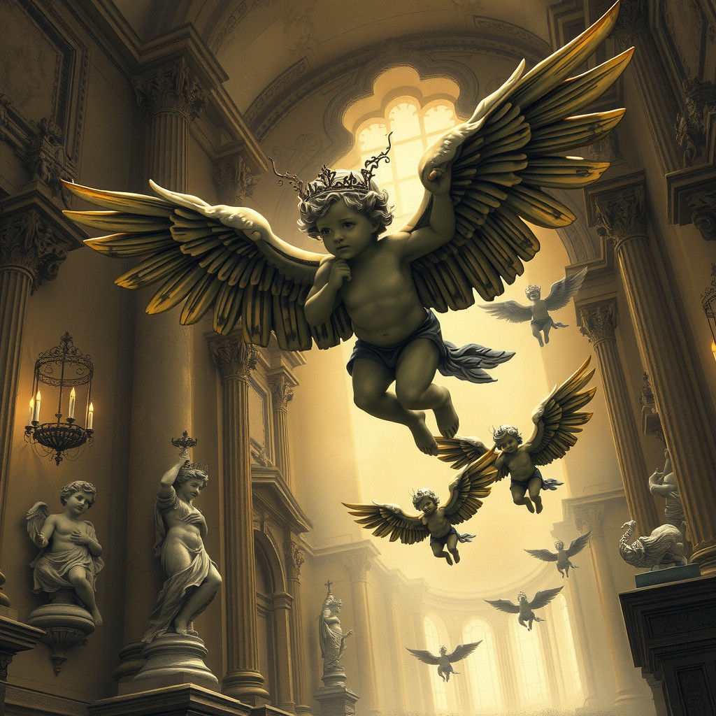 Sculptures Animate and Fly in Baroque Charcoal Drawing