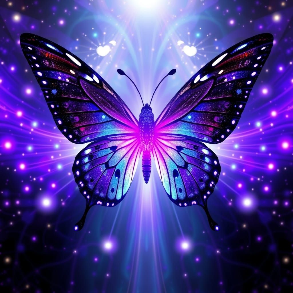 Cosmic Butterfly Unfolds in Vibrant Ultraviolet Hues