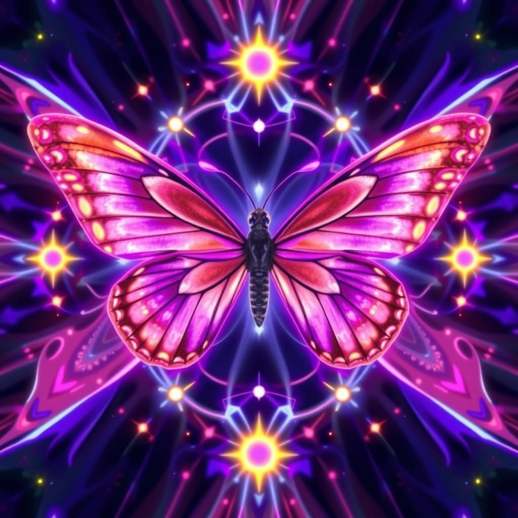 Cosmic Butterfly in Vibrant Ultraviolet Hues