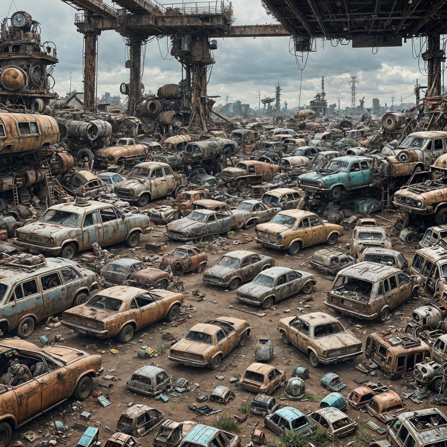 Futuristic Junkyard Panorama in Detailed Digital Photography