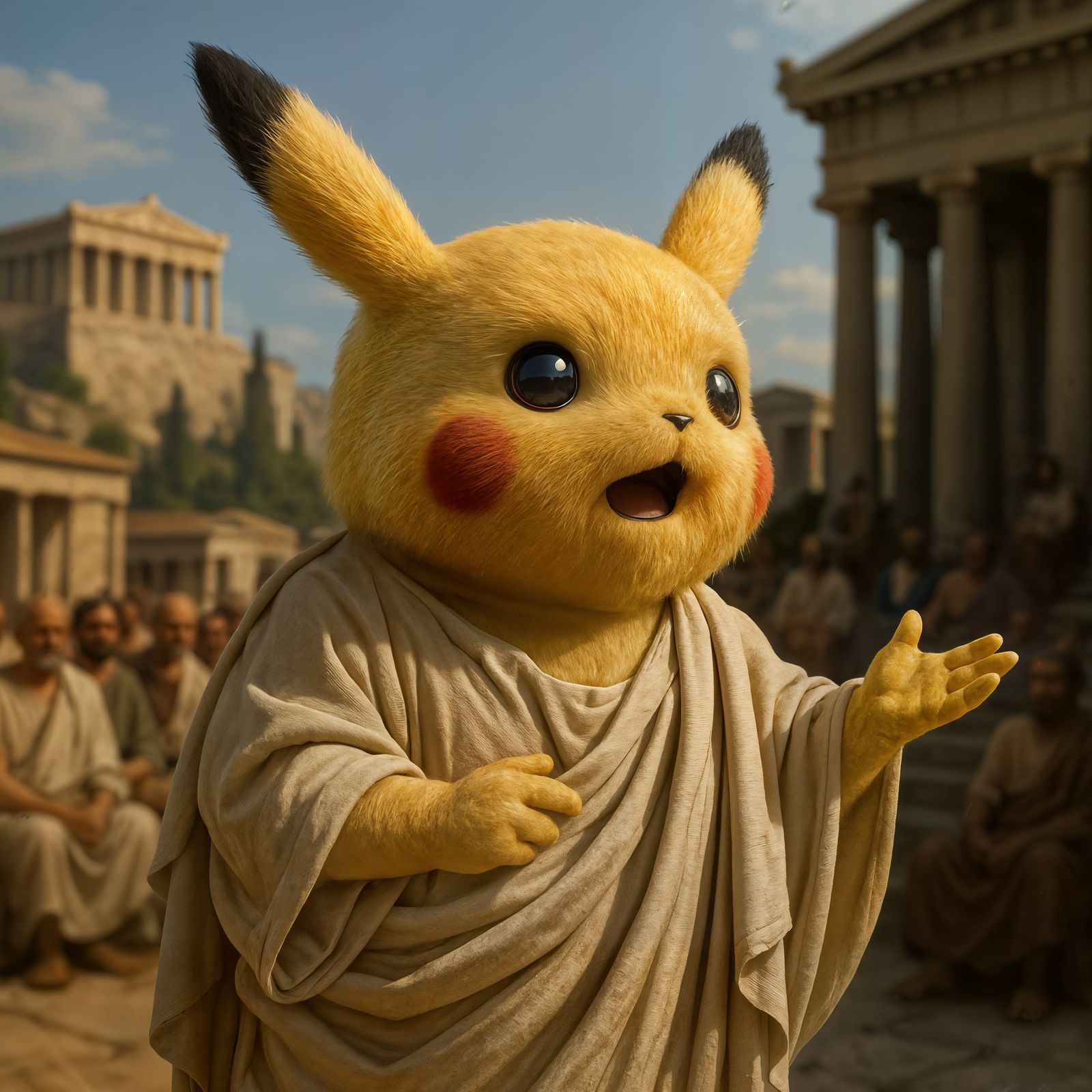 Pikachu as Greek Philosopher in Ancient Athens